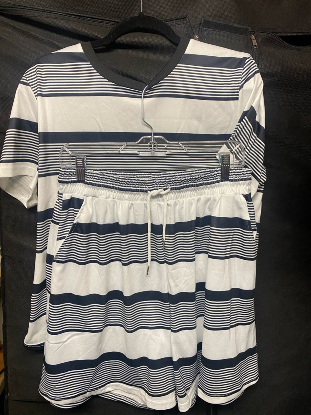 Black and White Striped Women’s Short Set - Picture 4 of 6